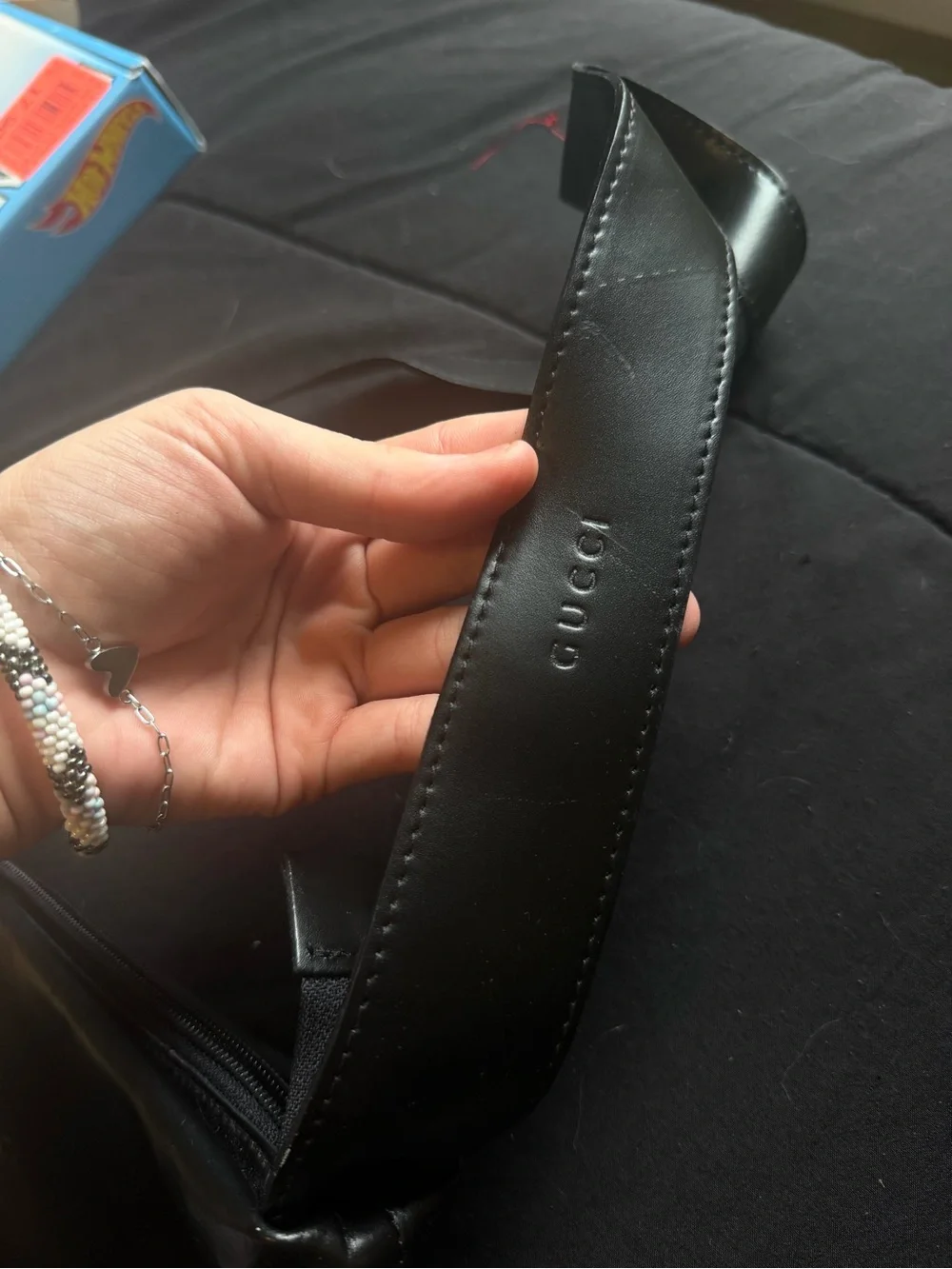 Black Smooth Leather Messenger Bag